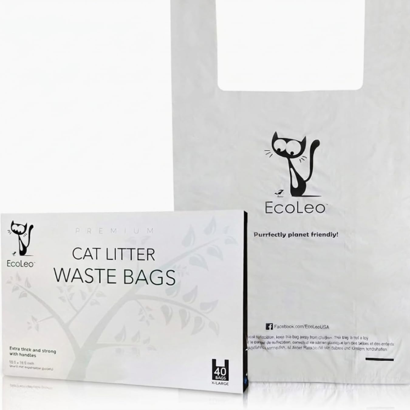 Bolsas para excrementos de basura para gatos, extragrandes, compostables, sin plástico, gruesas, a prueba de fugas, bolsas para excrementos de mascotas y perros con asas fáciles de atar, 10.5 x 18.5