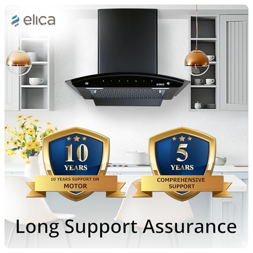 Image of Elica 60cm 1350 m3 /hr Filterless Autoclean Kitchen Chimney with 10 Years Motor & 5 Years Comprehensive Warranty | FL 600 SLIM HAC MS NERO | Black | Touch Control with Motion Sensor Control