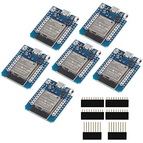 AITRIP 6pcs ESP32 Mini D1 Mini NodeMCU ESP32 ESP-WROOM-32 WLAN WiFi Bluetooth Development Board 5V Compatible with Arduino Cover