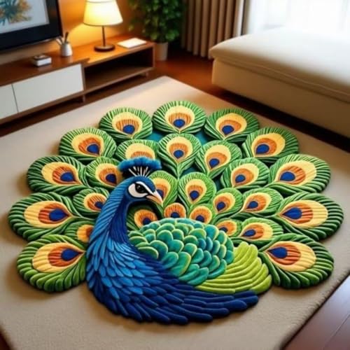 RUGMRZ Alfombra Moderna Decoración De Patrones Pavo Real Antideslizante Y Resistente A La Contaminación Lavable Outlet Alfombras Verde Decoracion Cuarto para Salon 160X230CM