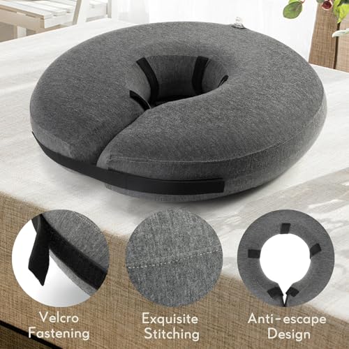 Image of MIDOG Dog Cone - Inflatable Soft Donut Collar Alternative for Dogs After Surgery, Protective Recovery Collar Prevents Licking, Comfortable E-Collar Alternative for Small Medium Large Dogs (Gray, L+)