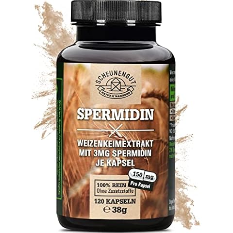 Spermidin - 3mg je Kapsel - WICHTIG: Weizenkeimextrakt Hochdosiert MIT 5% Polyamin & 3mg Spermidin pro Kapsel I Laborgeprüft und 100% Vegan I 120 Kapseln I aus Deutschland I SCHEUNENGUT® Cover