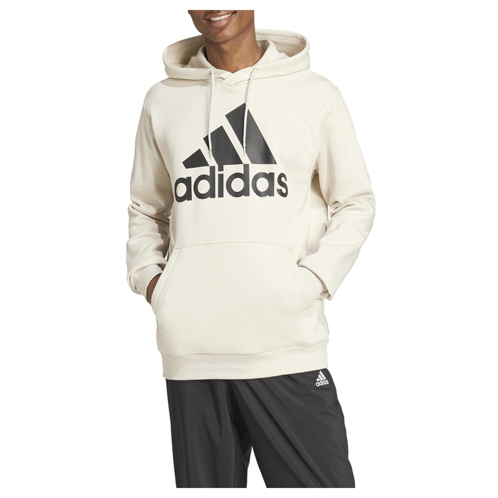 adidas Mens Essentials Fleece Logo Hoodie Coats Jackets Outerwear Comfort Technology - Beige - Size XXL