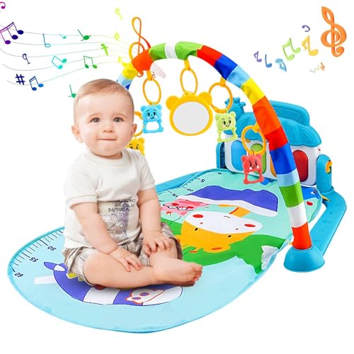 幼児用ジムとプレイマット - 5 In-1 幼児用アクティビティジム | 幼児用滑り止めプレイマットアクティビティジム、3-6-12ヶ月のタミータイムプレイ新生児幼児、早期感覚探求