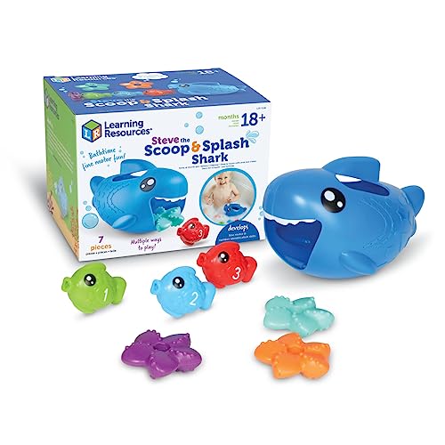 Image of Learning Resources Steve The Scoop & Splash Shark, 7 Pieces, Ages 18 Months+, Toddler Learning Toys, Baby Toys ,Toddler Bathtub,Pool Toys, Water Toys, Stocking Stuffers