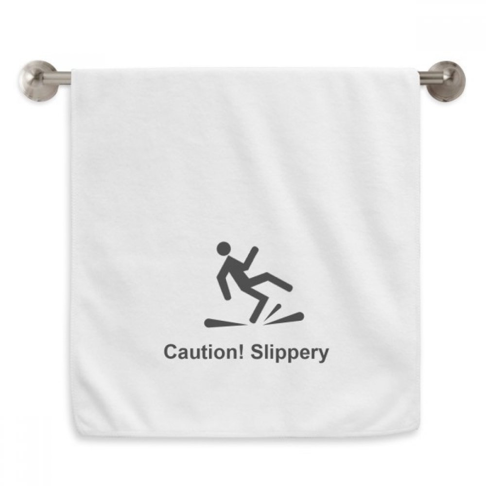 Serviette Attention Slippery débarbouillette blanche visage et mains