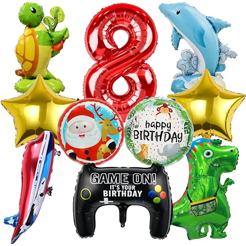 OSOFREE 10 unidades balões Supe Mari 8 anos criança, decoração de aniversário, balões de alumínio decoração para festa de aniversário crianças (8)