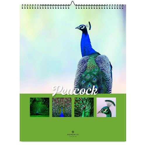 January 2027 - December 2027 Peacock Wall Calendar 8.5x11 Monthly Wildlife Photography 12 Month Animal Calendar Stunning Nature Images Gift for Animal Lovers, Kids Adults