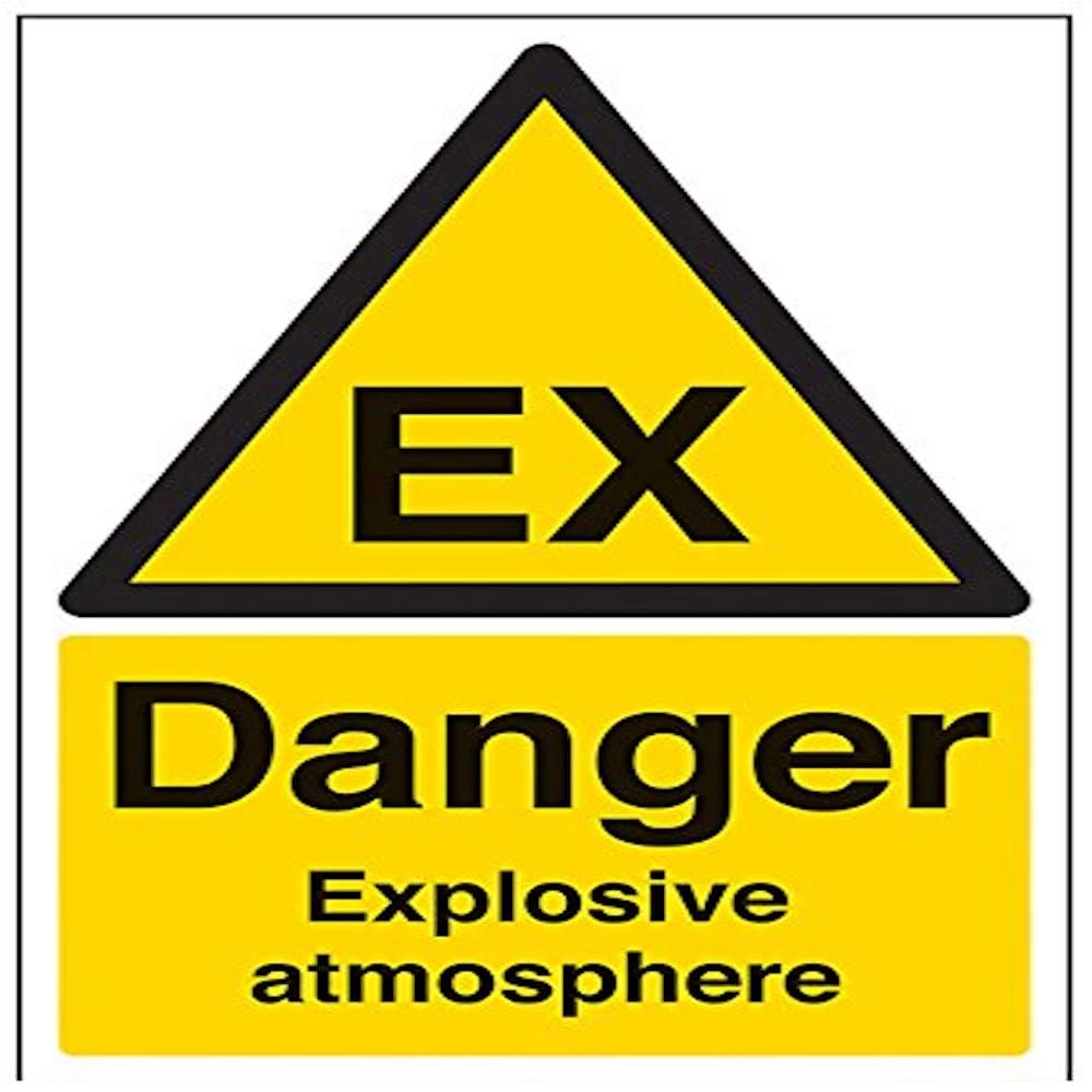 V Safety Danger, Explosive Atmosphere Warning Sign - 200mm x 300mm - Self Adhesive Vinyl