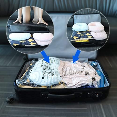 Vacuum Storage Bags - Pack of 8 (2 Jumbo + 2 Large + 2 Medium + 2 Small) Reusable Vacuum Storage Bag for Cloth Double Zip Seal Travel Space Saver Bags for Suitcase, Duvets, Bedding, Pillows, Blankets