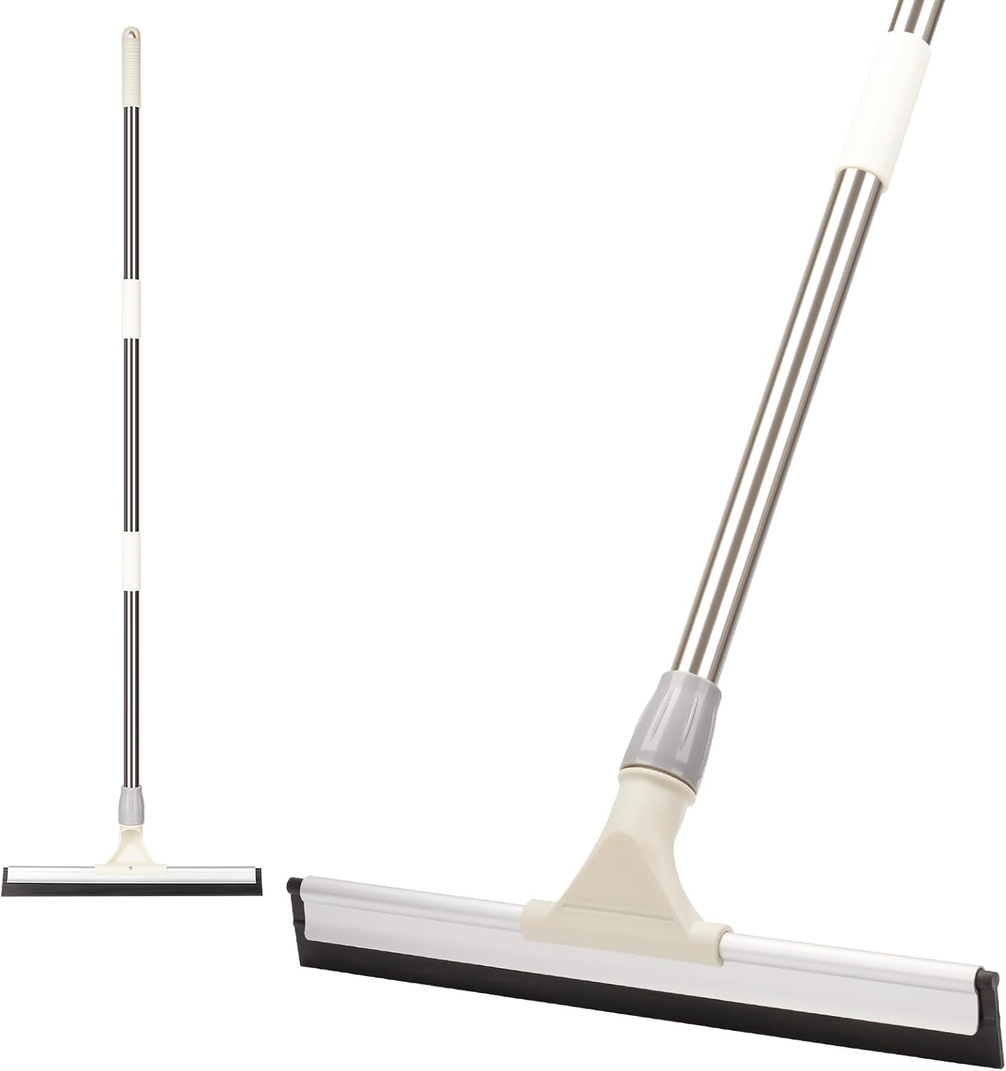 Floor Squeegee, Rubber Magic Broom Sweeper with 59'' Long Adjustable Handle for Floor, Floor Squeegee with Rubber Blade for Floor Glass Shower Window Bathroom Kitchen Pool 13.8'' Floor Squeegee