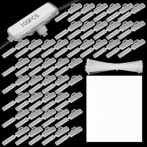 RUNYU 100 Kabeletiketten Erkennungsbox mit 100 Kabelbeschriftung und 100 Kabelbinder, Kabelmarkierung Etiketten Kabel Beschriftung für Kennzeichnung Sortierung von Kabeln