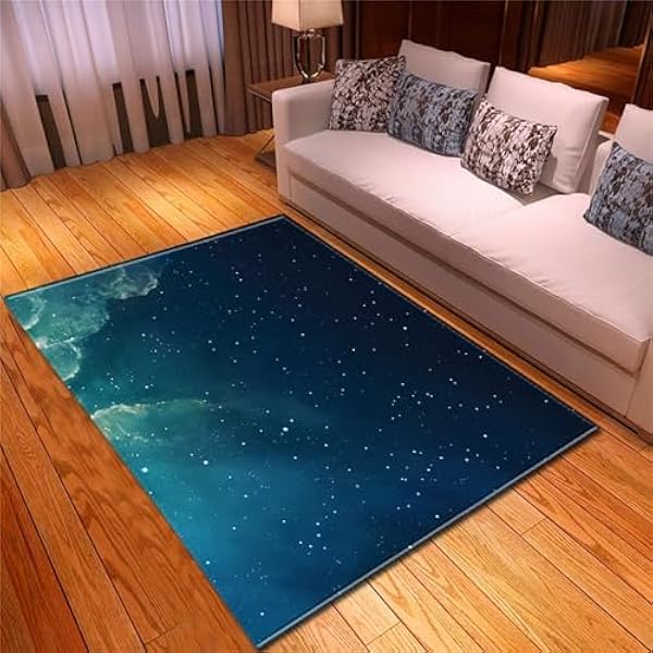 Gebied tapijten woonkamer tapijt, antislip zacht kristal fluwelen tapijt voor gemakkelijk schoon te maken, machinewasbaar tapijt voor woonkamer, slaapkamer, eetkamer wasbare tapijten (groene hemel, 80