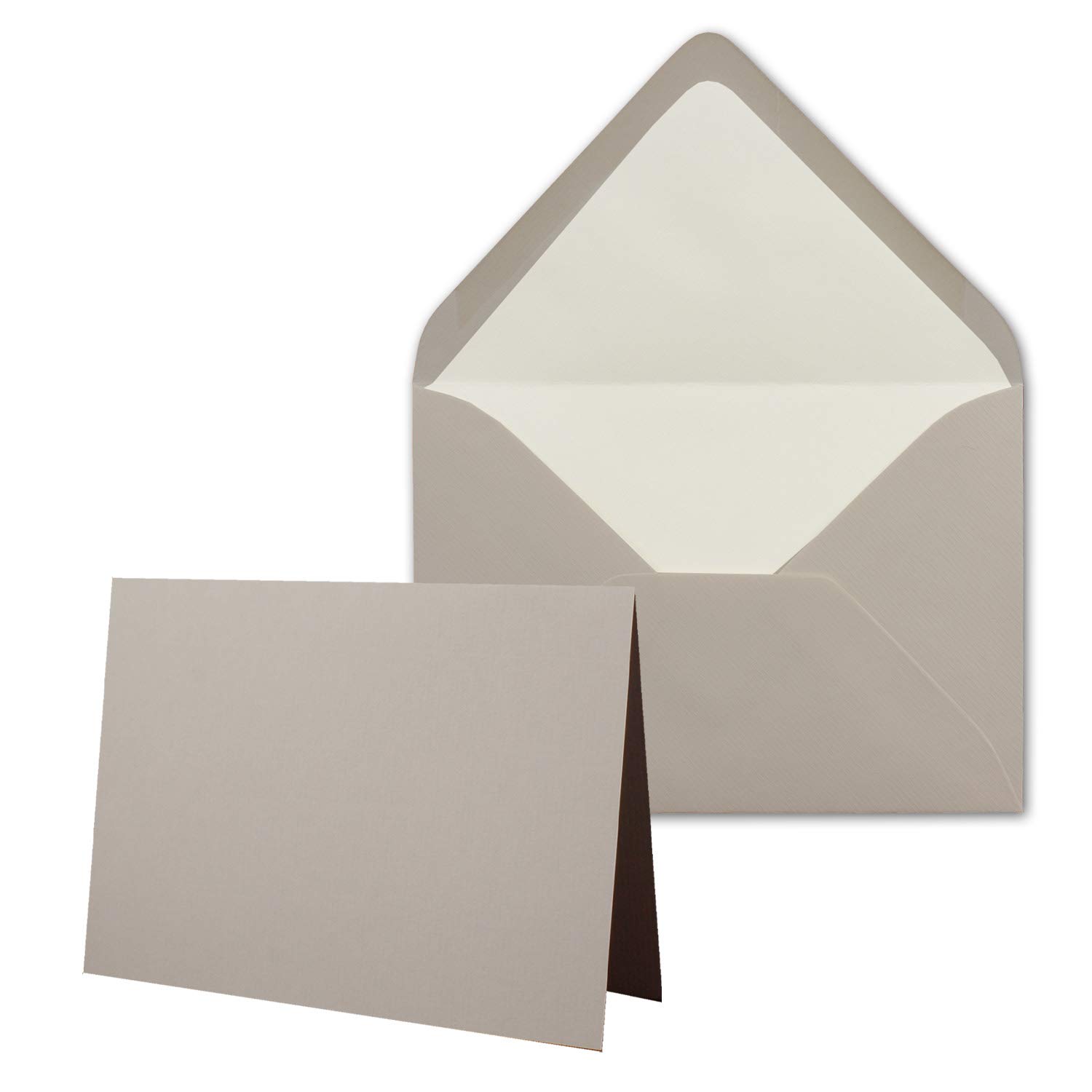 75 x Kartenpaket mit gefütterten Brief-Umschlägen - gerippt - DIN A6/C6 - Taupe - 10,5 x 14,8 cm - Nassklebung - NEUSER PAPIER