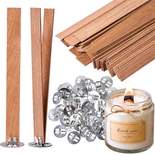 Set de 50 mechas de madera para velas con base clip miniatura 7