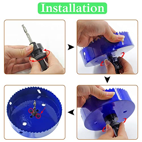 Image of 5-3 /4 Inch Hole Saw with Arbor, 1.2 Inch Cutting Depth | Heavy Duty, HSS Bi-Metal, For Wood Cornhole Boards Plastic Drywall & Thin Metal, Smoothly Cutting