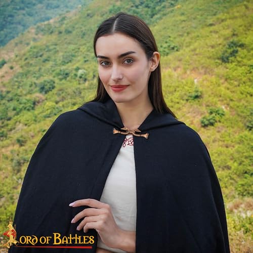 Image of Lord of Battles Medieval Cloak Clasp (Made of Bronze) | Viking Celtic Dragon Design Hook for Cloak Scarf, Shawl | Handmade Cloak Clasp Lost-Wax Cast Bronze