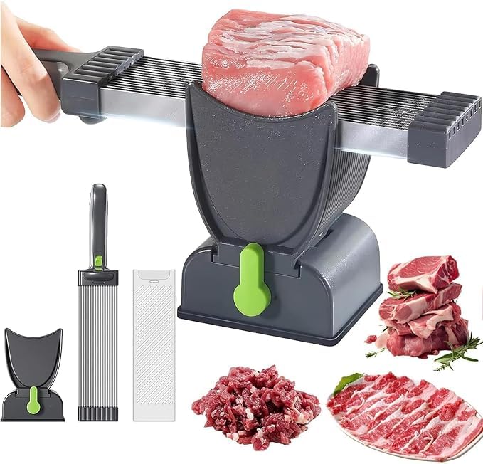VishBin Fresh Meat Slicer for Fresh Raw Meat, Meal Prep, Thickness Adjustable 2 or 4 mm Manual Cutter, Quick Slice Slicing Shredding, Beef Pork Mutton for Home Cooking BBQ Hot Pot-image-4