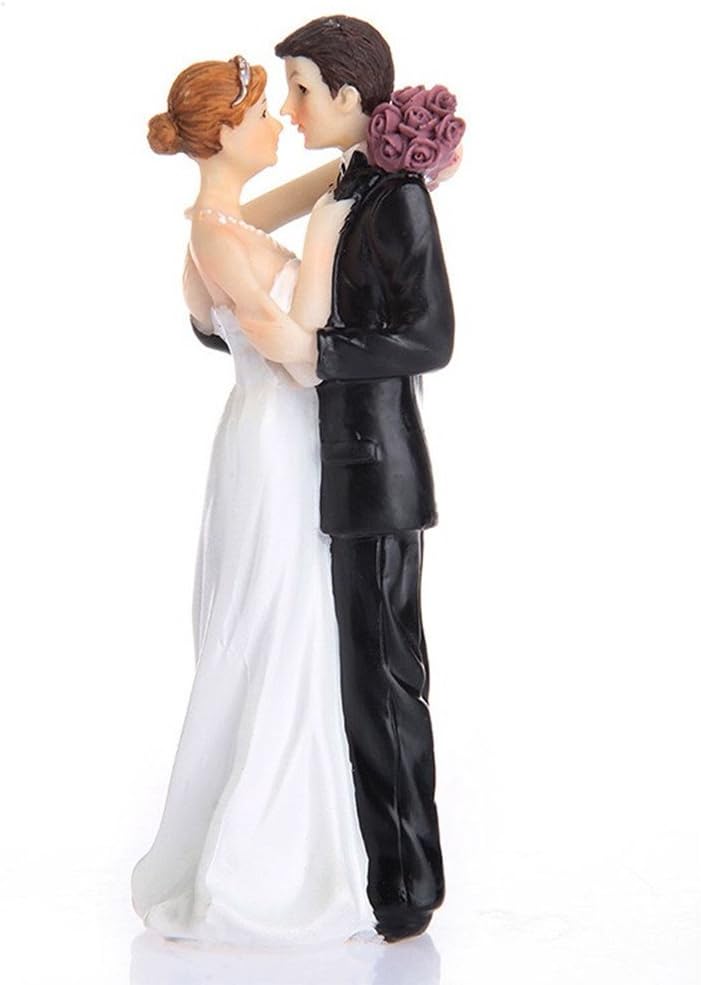 High Quality Synthetic Resin Wedding Couple Bride and Groom Wedding Cake Topper/Decoration Ornament Table Omantic Wedding Party Decoration Adorable Figurine Craft Gift (1*)