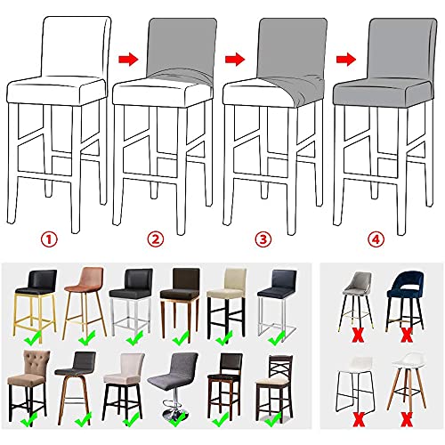 Housses de tabouret de bar extensible pour chaises hautes de cuisine, lot de 4 - 7