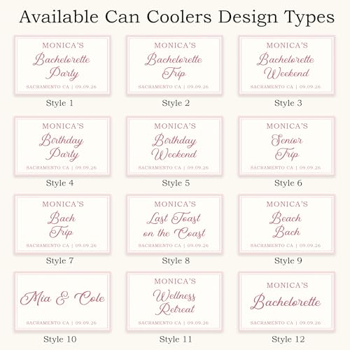 Image of Custom Bachelorette Can Coolers for Bachelorette Party & Beach Trip (Slim)