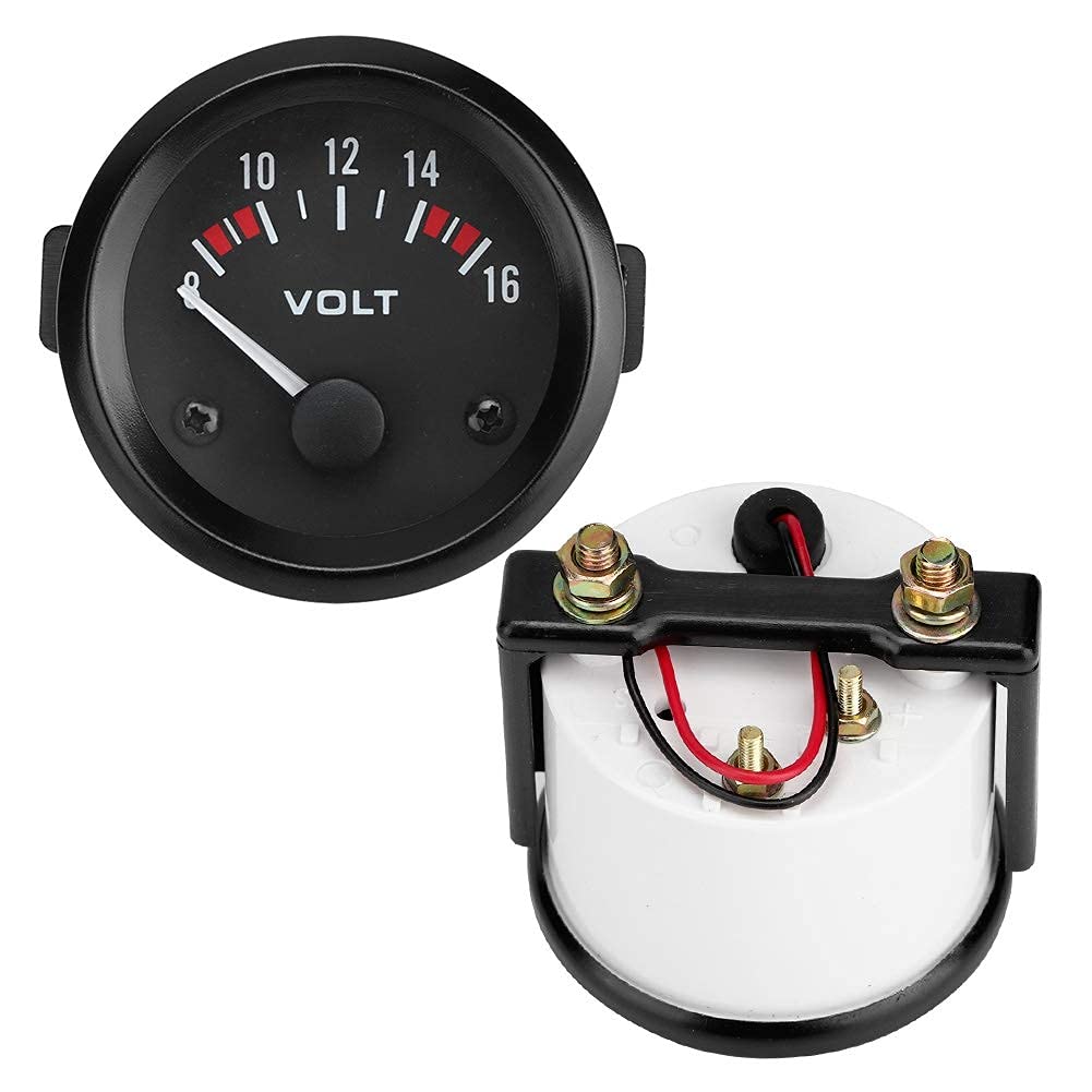 Voltmetro Barca - Misuratore di Tensione Universale in Lega di Alluminio Nero 12V 52Mm/2In per Auto, Tester 8-16V Bx100007