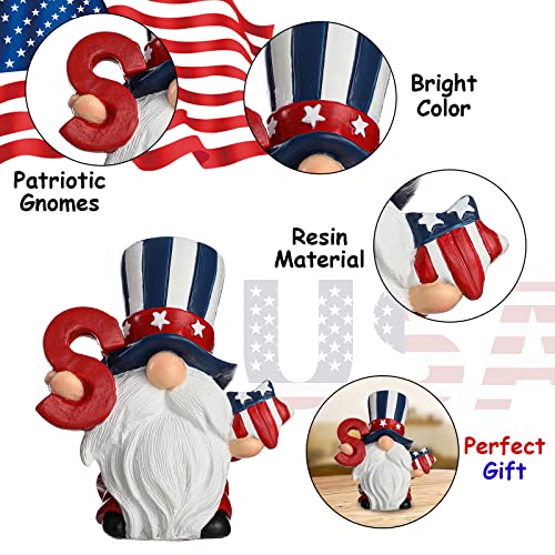 Funoasis 3Pcs Resin Patriotic Gnomes Decor Memorial Independence Day And Election Decorations Adorable 4 Th Of July Gnome Patriotic Tiered Tray Table Statues #TOP5
