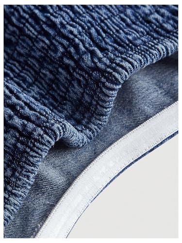 SweatyRocks Women's Plus Size Strapless Denim Ruffle Top Camisole Peplum Y2K Jean Tube Tops4