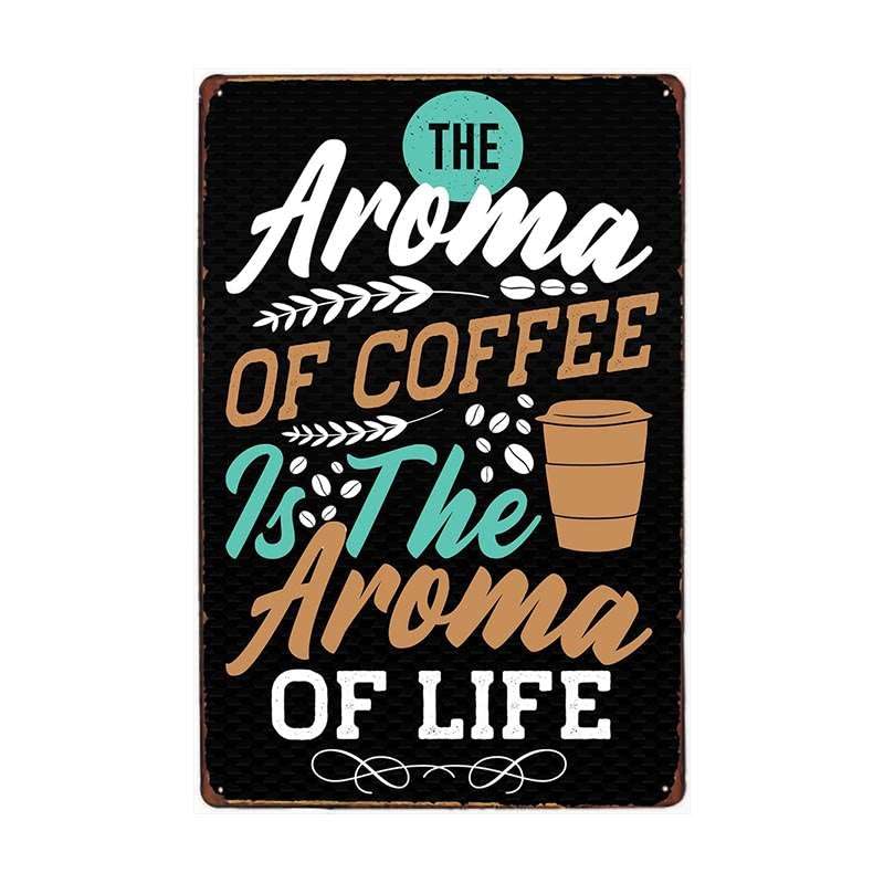 Juego de 4 placas de metal retro vintage con diseño de café