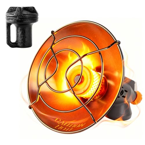 13.3*17cm Gasheizstrahler Tragbar, Mini Camping Gasheizung, Winter Outdoor Innenräume Heizung, Elektro Zündung, Zeltheizung Gas für Terrasse Angeln Wanderausflug Fussheizung(Gastank nicht enthalten)