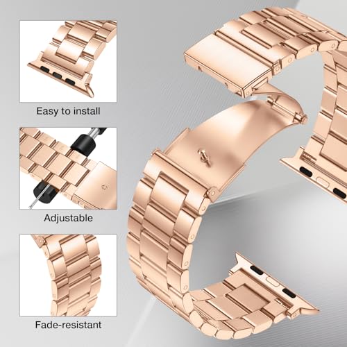 Image of Metal Band Compatible with Apple Watch Bands for Men 49mm 46mm 45mm 44mm 42mm 41mm 40mm 38mm, Stainless Steel iWatch Bands for Apple Watch Ultra 3 2 1 /Series 11 10 9 8 7 6 5 4 SE