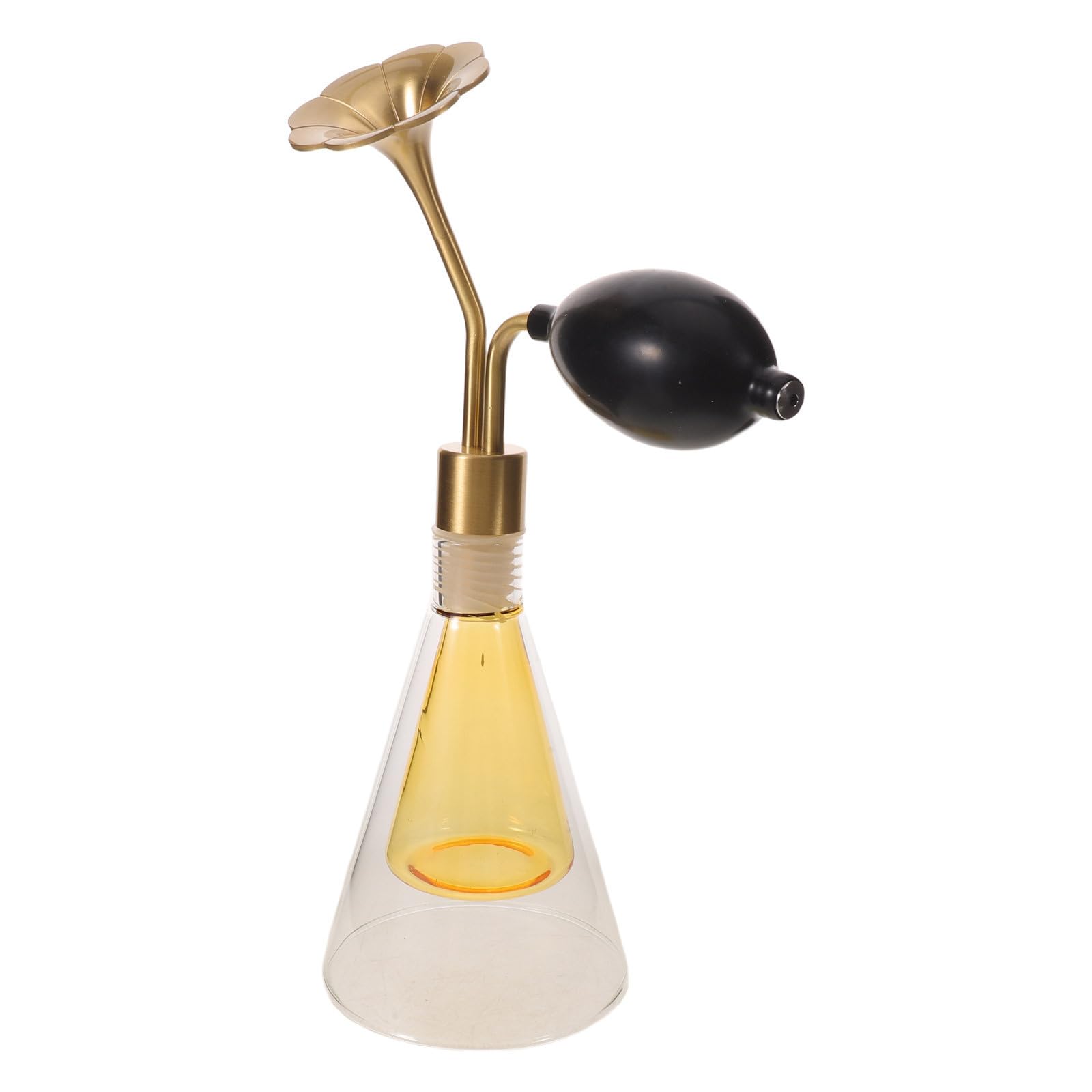 EXCEART Atomiseur Parfum Vintage 90ml 3 Oz en Verre Doré et Cuivre | Buse Fleur, Pompe Courte, Flacon Rechargeable, Brumisation Précise, pour Test D’arôme et Spa
