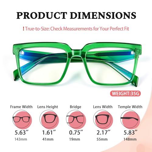 Image of Blue Light Blocking Glasses for Women Men, Square Thick Frame Anti Eyestrain & UV Glare JF6218