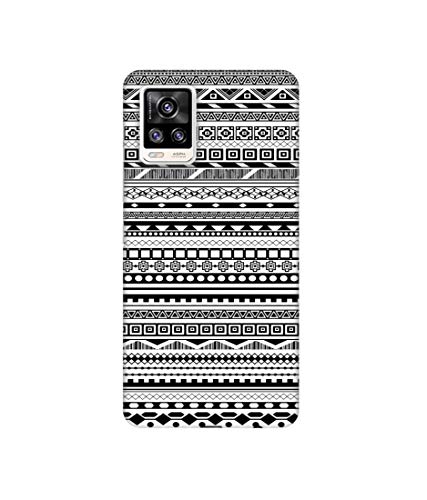 Image of Solimo Plastic Designer Black & White Patterns 3D Printed Hard Back Case Backcase for Mobile Cover for Vivo V20