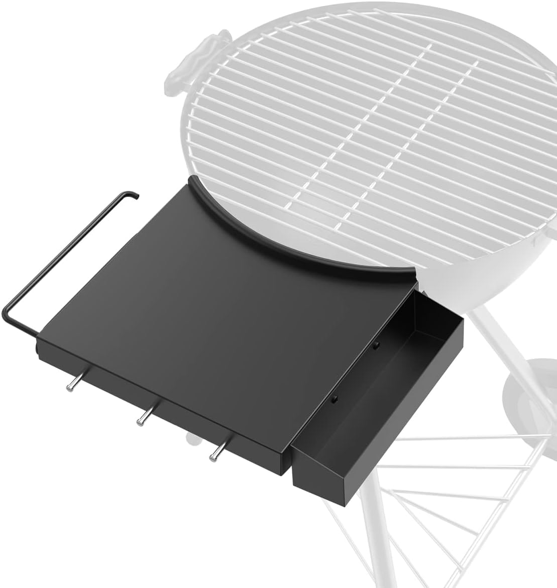 Side Shelf for Weber 18" Charcoal Kettle Grill-Folding BBQ Table with Hooks
