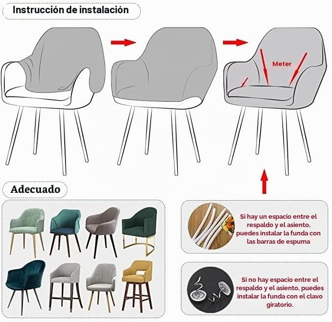 Fundas De Sillas Comedor con ​Brazos Funda Silla Oficina 6 Pack Jacquard Elásticas Modernas Cubiertas Butacas Cubiertas Protectoras, para SalónCocina Decor Hogar
