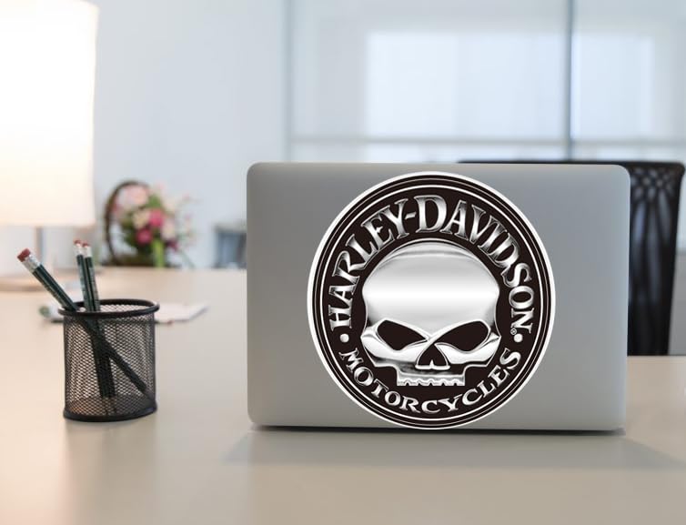 Image of Kasflag Motorcycle Fans Vinyl Willie G Skull Davidson Sticker Logo Decal (Large 2Pack, Width 12in) Premium Waterproof Removable