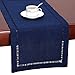 Grelucgo Handmade Hemstitch Solid Navy Blue Nautical Rectangular Table Runner Or Dresser Scarf (14 x 72 Inch)