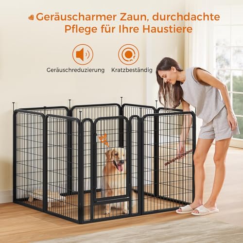 Yaheetech Welpenlaufstall Welpengitter 8-teilig 100cm, Einteilige Verriegelung, Verbindungsstangen mit rundem Kopf, Faltbare Freilaufgehege für Hunde Wohnung und Garten, Aufbau werkzeugfrei