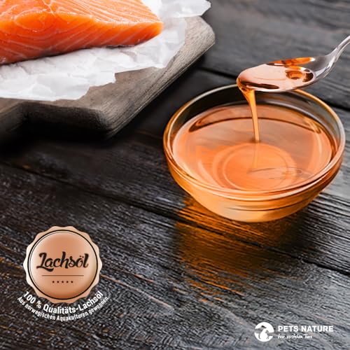 Pets Nature Lachsöl für Hunde und Katzen reines Premium Fischöl mit Omega 3 und 6 für Ihren Hund, Katze und Pferd, 500 ml