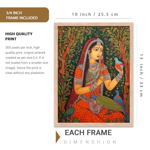 Image of kotart Premium Digital Madhubani Art Paintings with Frame for Home Decor - Framed Painting for Living Room Bedroom Office Room Decor - Painting for Wall Decoration - Pack of 6 (10X13, A)