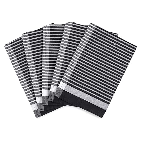 Ross - Exclusiv - 5 X Geschirrtücher - Baumwolle - Leinen - im Set (Schwarz)