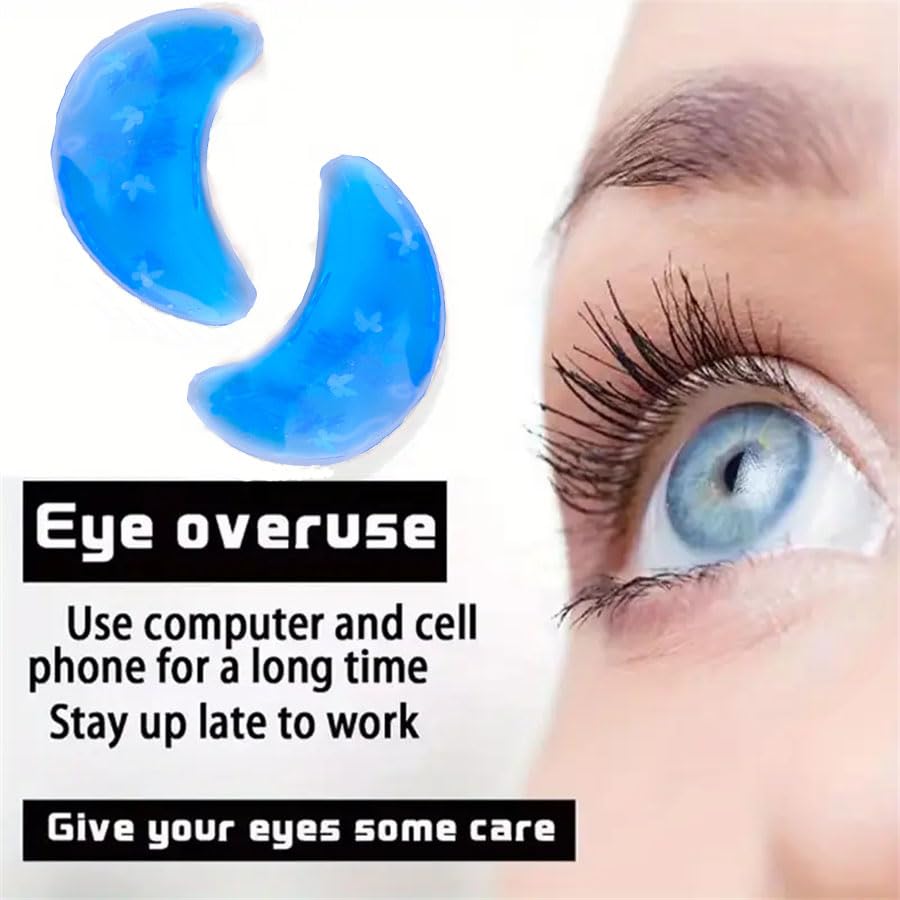 Reusable Hot and Cold Gel Eye Patches for Puffy Eyes, Multi-Color Glitter, Cooling Therapy Eye Mask, 5 Pairs (Butterfly)