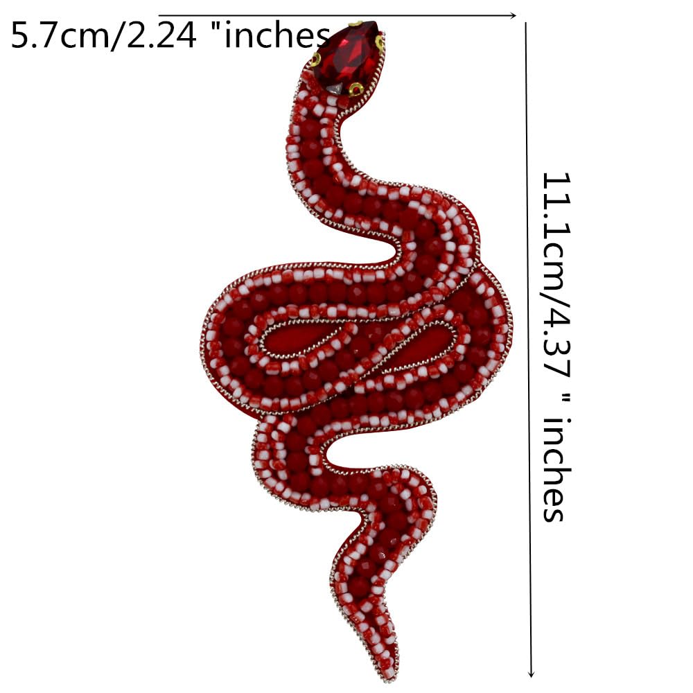 Beaded Rhinestones Snake Patch Handmade Crystal Applique Sew on Badge for Clothes Bag Pants Shoes Hats DIY Emblem 2pieces (B) - Image 4