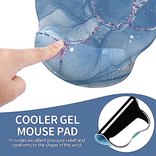 Image of eulps Mouse Pad with Wrist Rest, Comfortable Computer Mousepad with Gel Wrist Support Smooth Surface and Non-Slip PU Base for Pain Relief, Laptop, Office & Home (Ice Lotus)