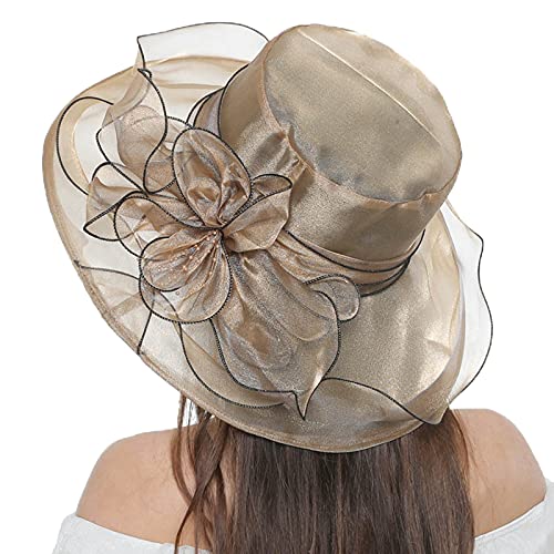 Elegant Sun Hats for Women Foldable Wide Brim Hat Fashion Hats Suitable for Holiday Traveling, Brown 1