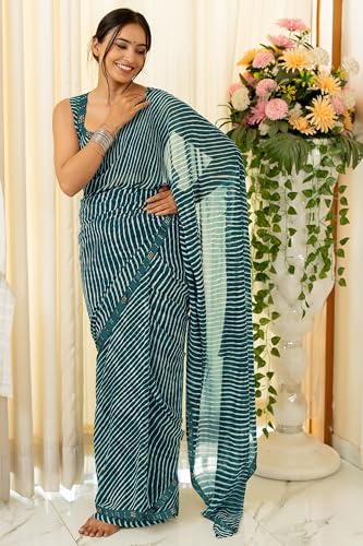 Image of MIRCHI FASHION Women Saree Georgette Traditional Bandhani | Ethnic Printed Sari for Social Gatherings with Unstitched Blouse Piece