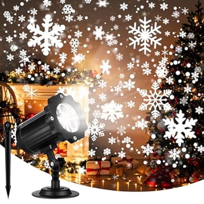 KOXUIUF 2024 New Christmas Projector Lights Outdoor, Waterproof & Adjustable LED Christmas Snowflake Projector Lights Indoor for Halloween, Christmas, Home Birthday Party and Garden Decoration