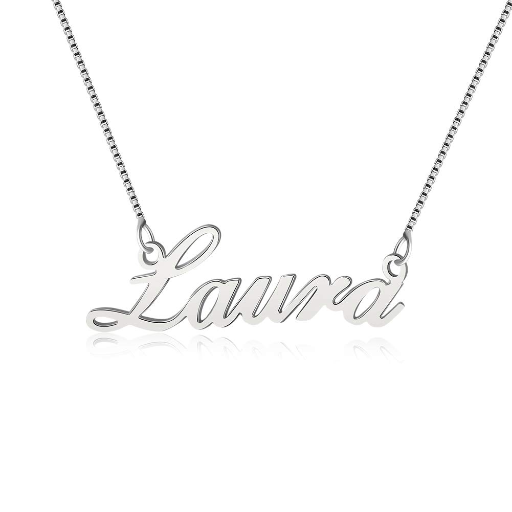 Lutilo925 Sterling Sliver Custom Name Necklace Personalized Initial Necklaces Pendant Jewelry Gift for Her