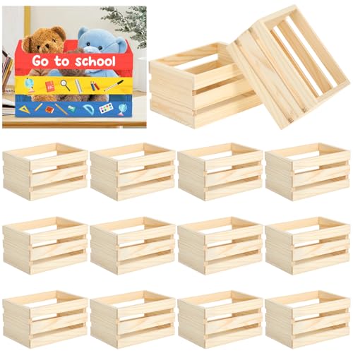 12 Pack Farmhouse Nesting Crates 5 Inch Nested Storage Container Decorative Wooden Storage Boxes for Home Decor Jewelry Organizer Gift Box & Desktop Display